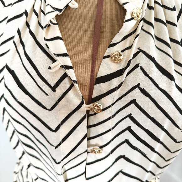 H&M Midi Cream & Black Pattern Dress - Picture 5 of 13